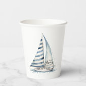 Nautical fun  "Nauti-Bouy" Sailboat baby shower Papieren Bekers (Achterkant)