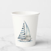 Nautical fun  "Nauti-Bouy" Sailboat baby shower Papieren Bekers (Voorkant)