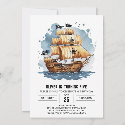 Nautical Fun Treasure Kaart Pirate Verjaardag (Voorkant)