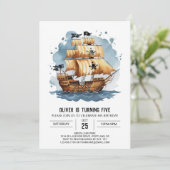 Nautical Fun Treasure Kaart Pirate Verjaardag (Staand voorkant)