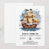 Nautical Fun Treasure Kaart Pirate Verjaardag (Voorkant / Achterkant)