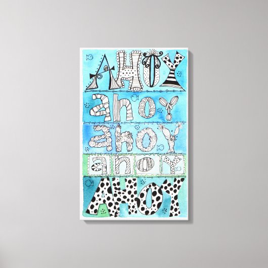 Nautical Fun Whimsical Letters Blue Canvas Afdruk (Voorkant)