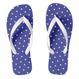 Nautical Fun White Polka Dots On Royal Navy Blue Teenslippers