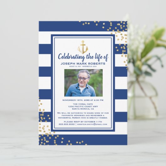 Nautical Funeral | Viering van de foto van Life Kaart (Staand voorkant)