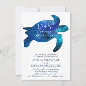 Nautical Galaxy Zee Schildpad | Monogram bruiloft Kaart (Voorkant)