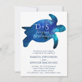 Nautical Galaxy Zee Schildpad | Monogram bruiloft Kaart (Voorkant)