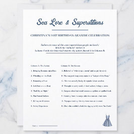 Nautical Game Sheet: Sea Lore & Superstitions