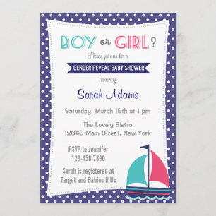 Nautical Gender onthulling Baby shower Uitnodiging