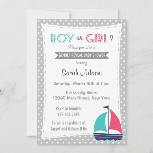 Nautical Gender Reopenbaart partijuitnodiging Neut Kaart (Voorkant)