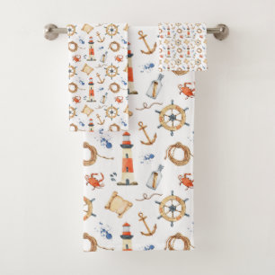 Nautical Gepersonaliseerd Name Navy Blue Bad Handdoek