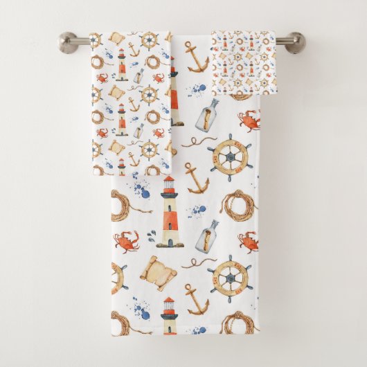 Nautical Gepersonaliseerd Name Navy Blue Bad Handdoek (Insitu)