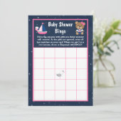 Nautical Girl Beer Pink and Navy Baby Bingo Kaart (Staand voorkant)