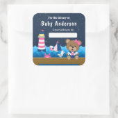 Nautical Girl Beer Pink and Navy Baby Bookplate Vierkante Sticker (Tas)