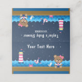 Nautical Girl Beer Pink and Navy Baby shower Plaatskaartje (Buitenkant ongevouwen)
