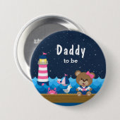 Nautical Girl Beer Pink and Navy Dad to be Ronde Button 7,6 Cm (Voorkant /achterkant)