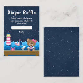 Nautical Girl Beer Pink and Navy Diaper Raffle Informatiekaartje