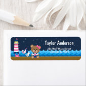 Nautical Girl Beer Pink and Navy Etiket (Insitu)