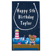 Nautical Girl Beer Pink and Navy Happy Birthday Klein Cadeauzakje (Achterkant)