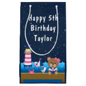 Nautical Girl Beer Pink and Navy Happy Birthday Klein Cadeauzakje (Voorkant)