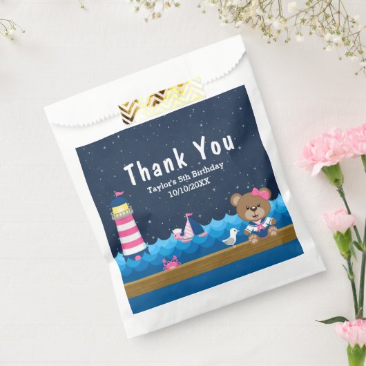 Nautical Girl Beer Pink Birthday Party Dank je Bedankzakje (Gezegeld)