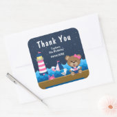 Nautical Girl Beer Pink Birthday Party Dank je Vierkante Sticker (Envelop)