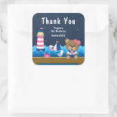 Nautical Girl Beer Pink Birthday Party Dank je Vierkante Sticker (Tas)