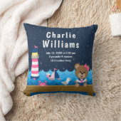 Nautical Girl Beer Pink Navy Birth Statistics Kussen (Deken)