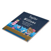 Nautical Girl Beer Pink Navy Birth Statistics Tegeltje (Zijkant)