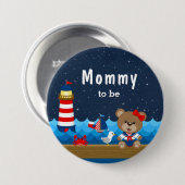 Nautical Girl Beer Red- en marinemammie Ronde Button 7,6 Cm (Voorkant /achterkant)
