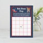 Nautical Girl Beer Red en Navy Baby Bingo Kaart (Staand voorkant)
