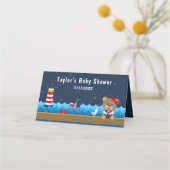 Nautical Girl Beer Red en Navy Baby shower Plaatskaartje (Achterkant)