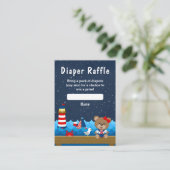 Nautical Girl Beer Red en Navy Diaper Raffle Informatiekaartje (Staand voorkant)