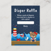 Nautical Girl Beer Red en Navy Diaper Raffle Informatiekaartje (Voorkant)