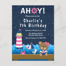 Nautical Girl Beer Roze en Marine Verjaardagsfeest