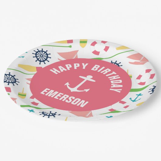 Nautical Girl gepersonaliseerd Happy Birthday Bord (Gekanteld)