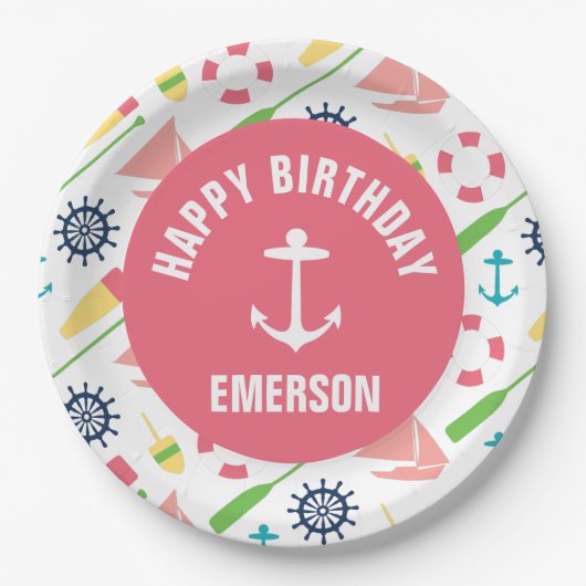 Nautical Girl gepersonaliseerd Happy Birthday Bord (Voorkant)