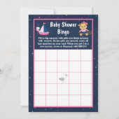 Nautical Girl Monkey Pink and Navy Baby Bingo Kaart (Voorkant)