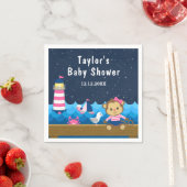 Nautical Girl Monkey Pink and Navy Baby shower Servet (Insitu)