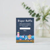Nautical Girl Monkey Pink and Navy Diaper Raffle Informatiekaartje (Staand voorkant)