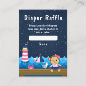 Nautical Girl Monkey Pink and Navy Diaper Raffle Informatiekaartje (Voorkant)