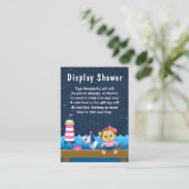 Nautical Girl Monkey Pink and Navy Display Shower Informatiekaartje (Staand voorkant)
