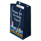 Nautical Girl Monkey Pink and Navy Happy Birthday Klein Cadeauzakje (Voorkant Gekanteld)