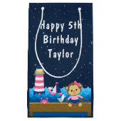Nautical Girl Monkey Pink and Navy Happy Birthday Klein Cadeauzakje (Voorkant)