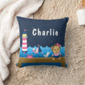 Nautical Girl Monkey Pink and Navy Kussen (Deken)