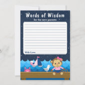 Nautical Girl Monkey Pink and Navy Words of Wisdom Kaart (Voorkant)