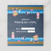 Nautical Girl Monkey Pink marine Birthday Seating Plaatskaartje (Buitenkant ongevouwen)