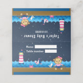 Nautical Girl Monkey Pink Navy Baby shower Seating Plaatskaartje (Buitenkant ongevouwen)