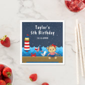 Nautical Girl Monkey Red and Navy Birthday Party Servet (Insitu)