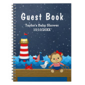 Nautical Girl Monkey Red Baby shower Guest Book Notitieboek (Voorkant)