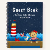 Nautical Girl Monkey Red Baby shower Guest Book Notitieboek (Voorkant)